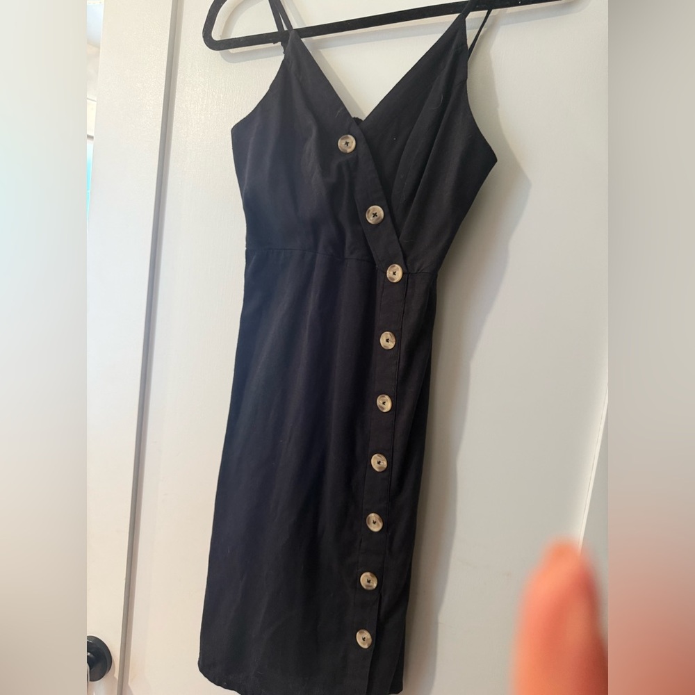 Express Black Asymmetrical Button Dress fits like Small